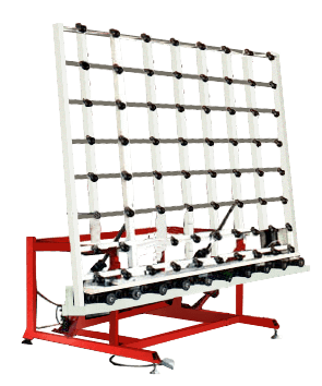 Bottom Rollers of Vertical Glass Tilting Conveyor are Electrically Driven by means of Chains Bottom Rollers of Vertical Glass Tilting Conveyor are Electrically Driven by means of Chains